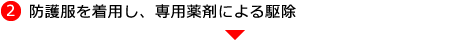 2 防護服を着用し、専用薬剤による駆除